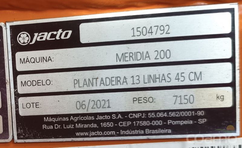 Foto 9 - Plantadeira Jacto Meridia 200 ano 2021